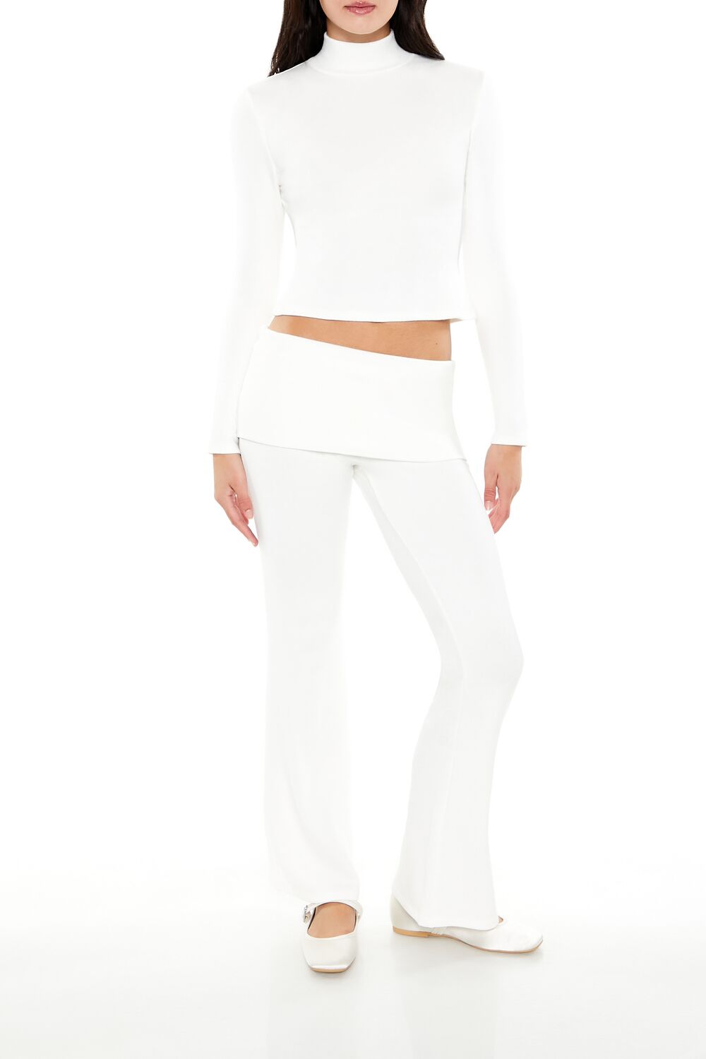 Mid-Rise Foldover Flare Pants | Forever 21 Womens
