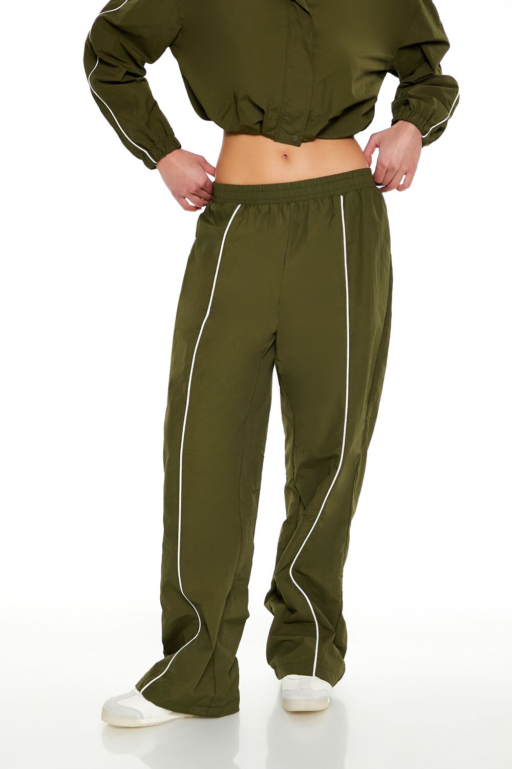 Active Piped-Trim Windbreaker Pants | Forever 21 Womens
