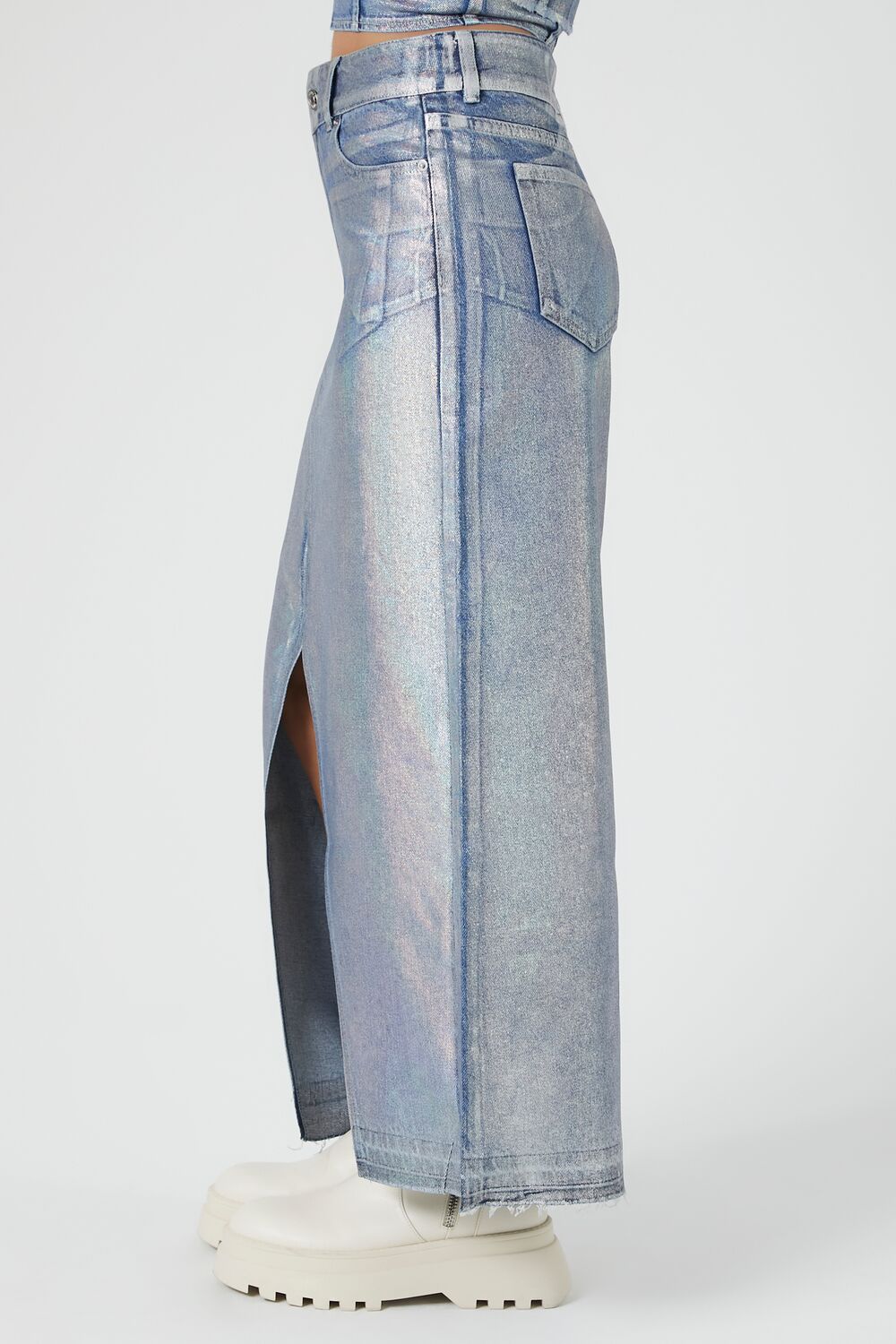 Iridescent Denim A-Line Maxi Skirt | Forever 21 Womens