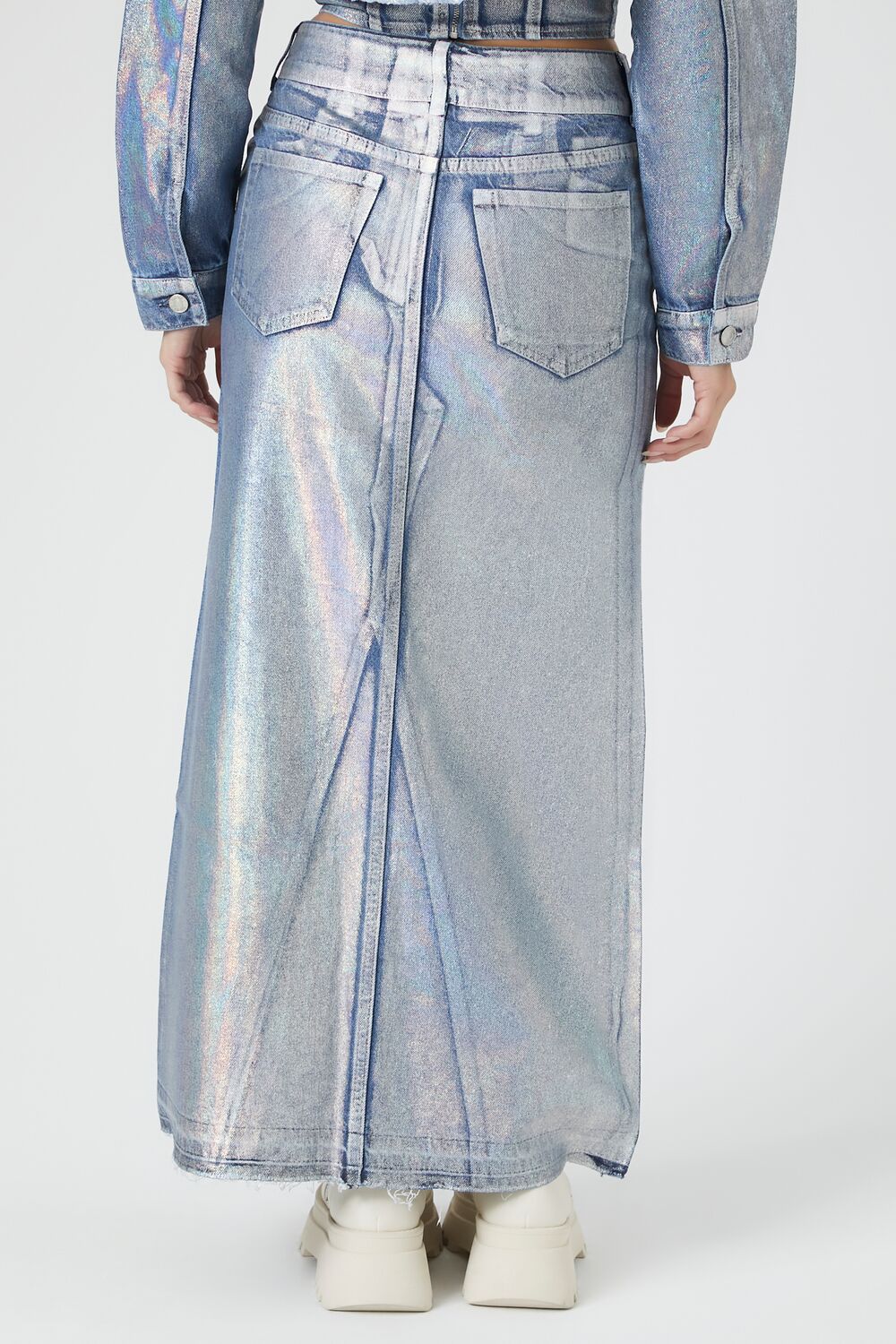 Iridescent Denim A-Line Maxi Skirt | Forever 21 Womens
