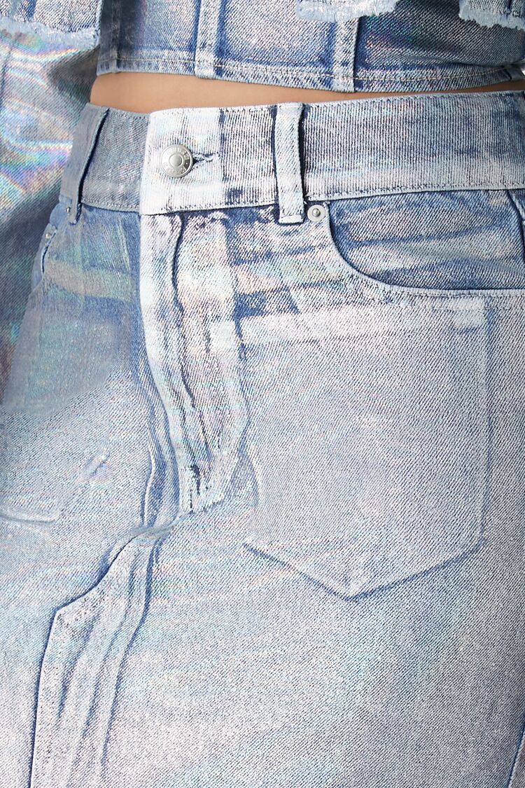 Iridescent Denim A-Line Maxi Skirt | Forever 21 Womens