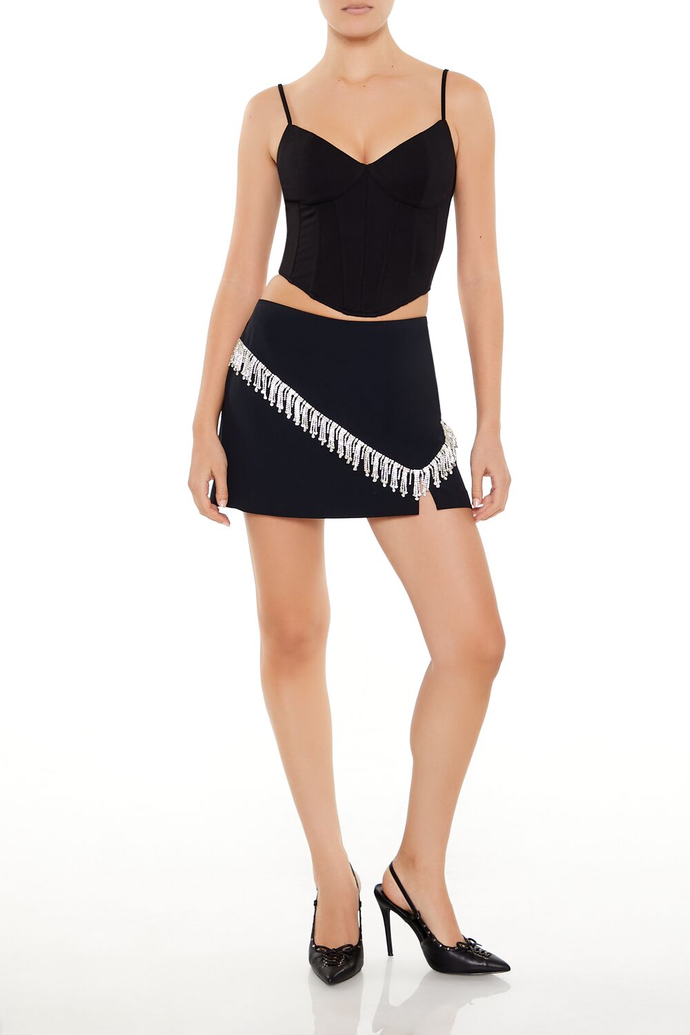 Rhinestone-Fringe Mini Skirt | Forever 21 Womens