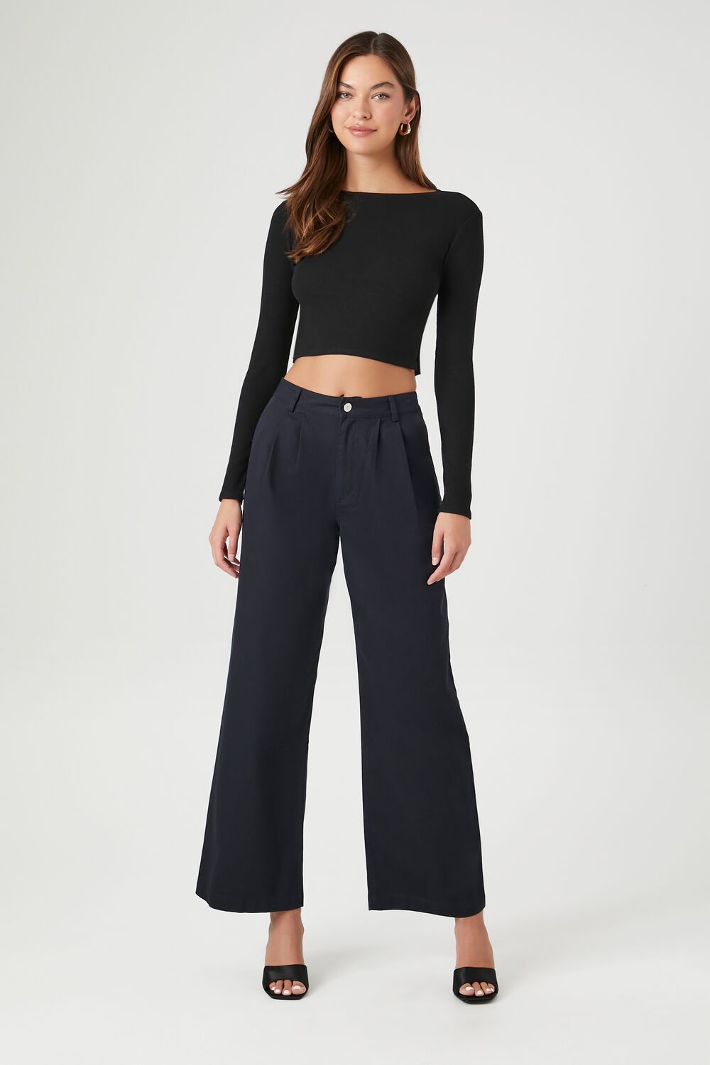 High-Rise Wide Leg Trousers | Forever 21 Womens