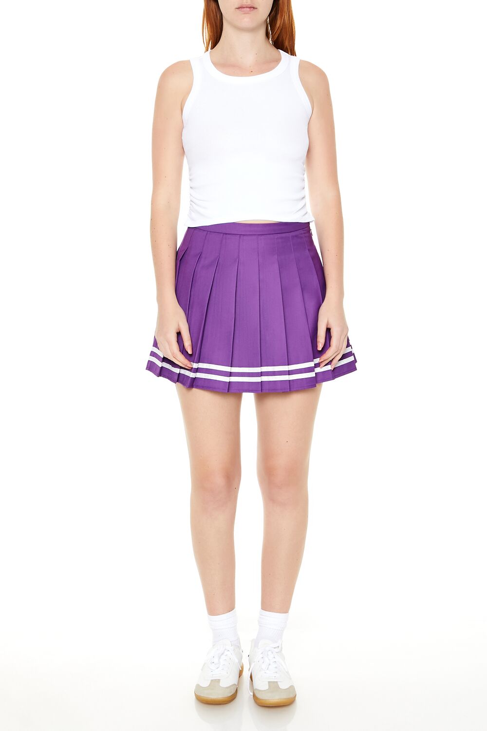 Varsity-Striped Pleated Mini Skirt | Forever 21 Womens