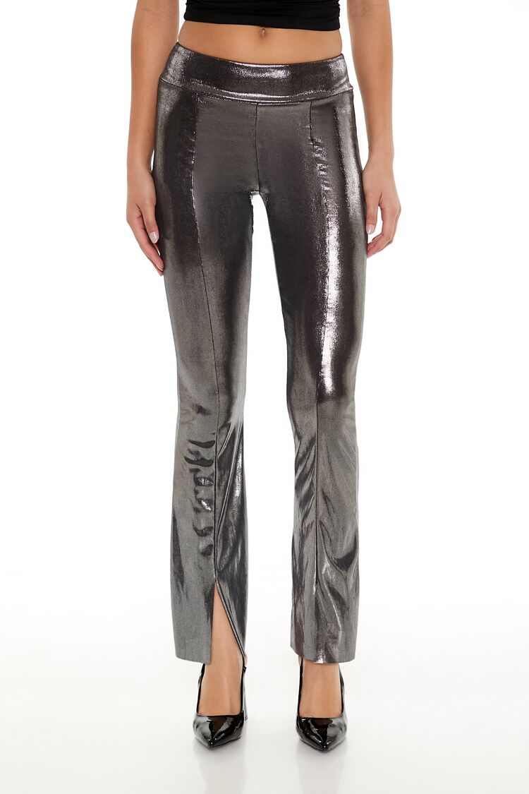 Metallic Mid-Rise Flare Leggings | Forever 21 Womens