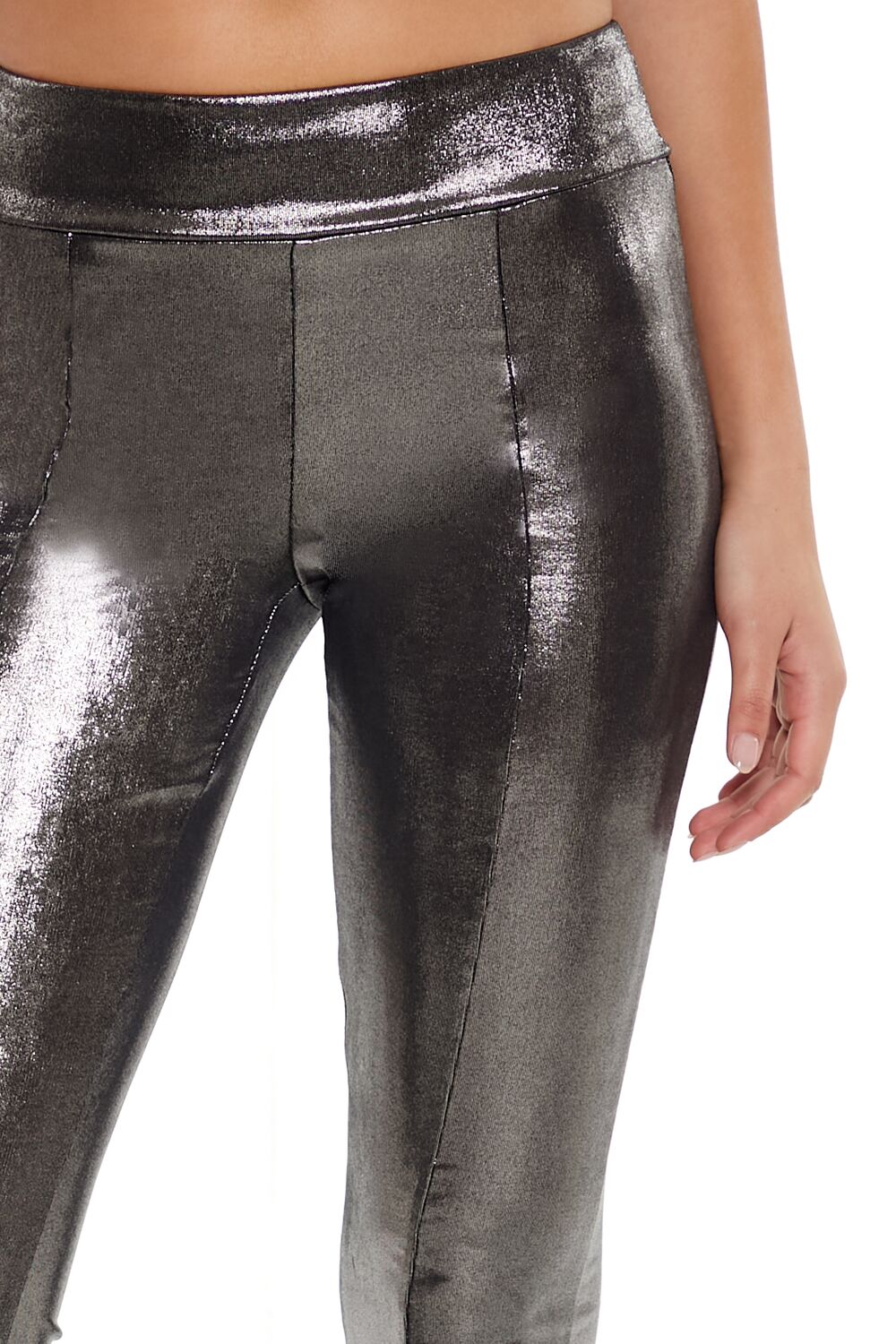 Metallic Mid-Rise Flare Leggings | Forever 21 Womens