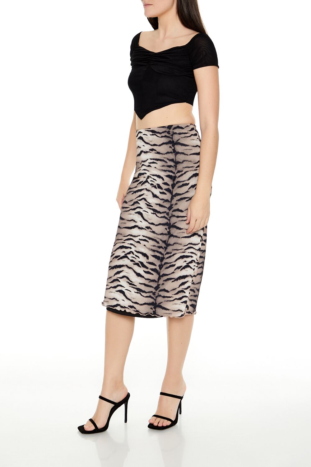 Mesh Tiger Print Midi Skirt | Forever 21 Womens