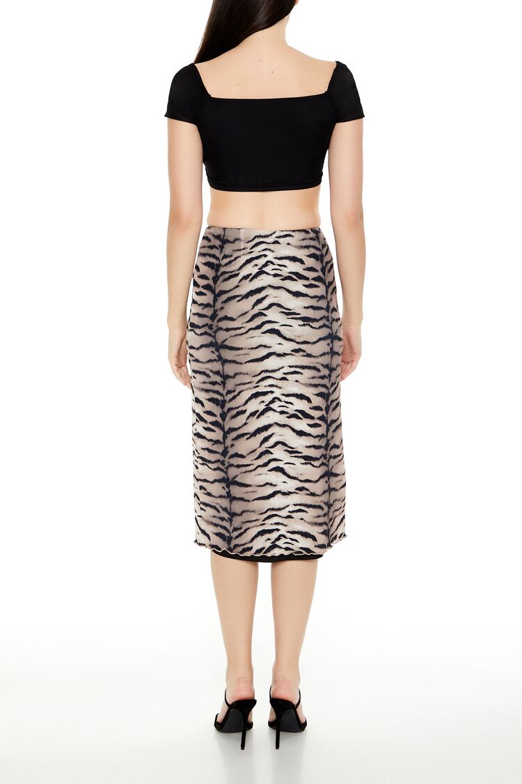 Mesh Tiger Print Midi Skirt | Forever 21 Womens