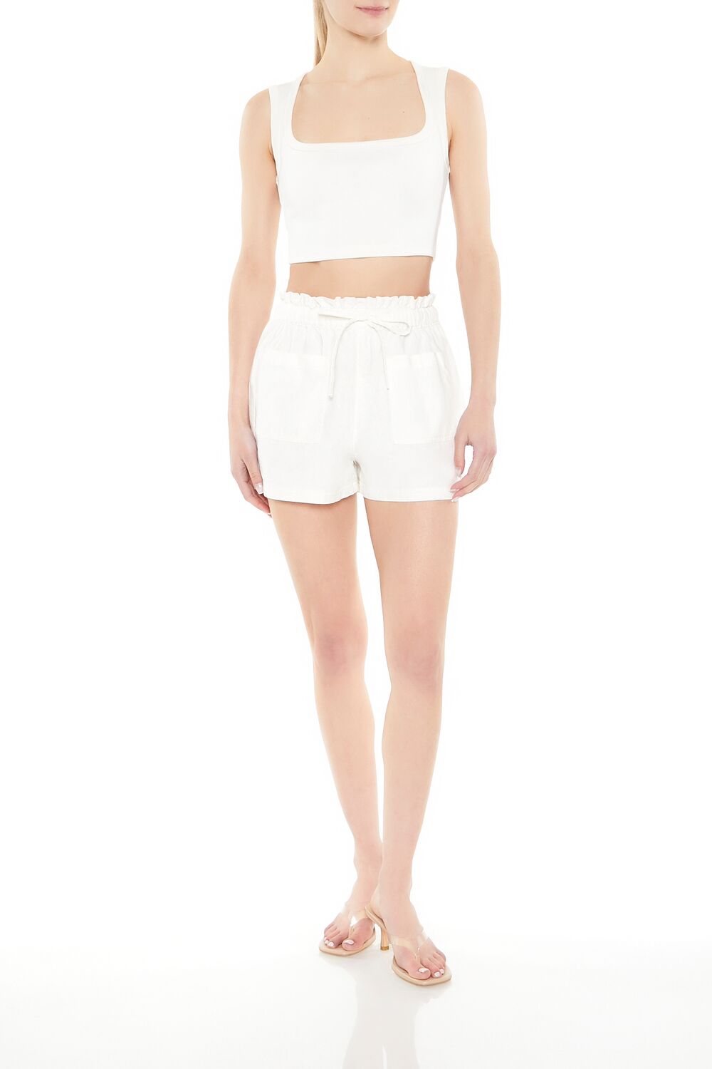 Linen-Blend Paperbag Shorts | Forever 21 Womens