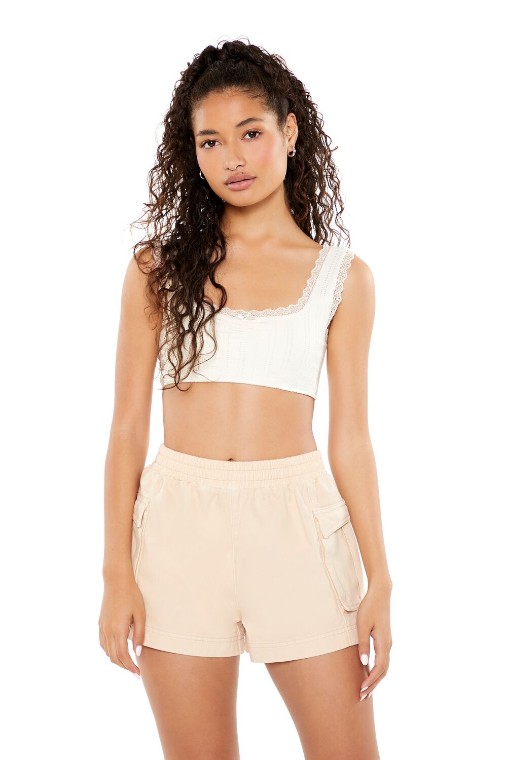 Twill High-Rise Cargo Shorts | Forever 21 Womens