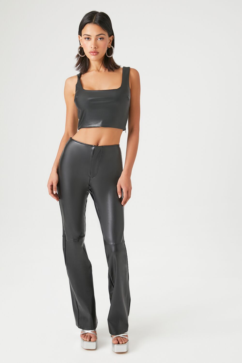 Faux Leather High-Rise Flare Pants | Forever 21 Womens