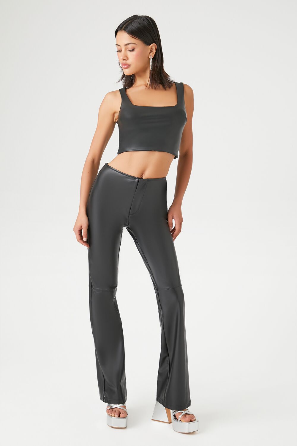 Faux Leather High-Rise Flare Pants | Forever 21 Womens