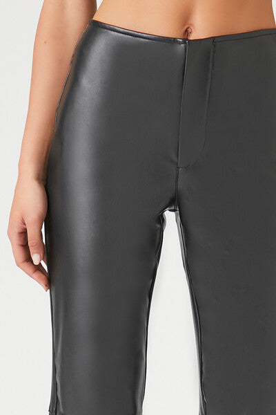 Faux Leather High-Rise Flare Pants | Forever 21 Womens