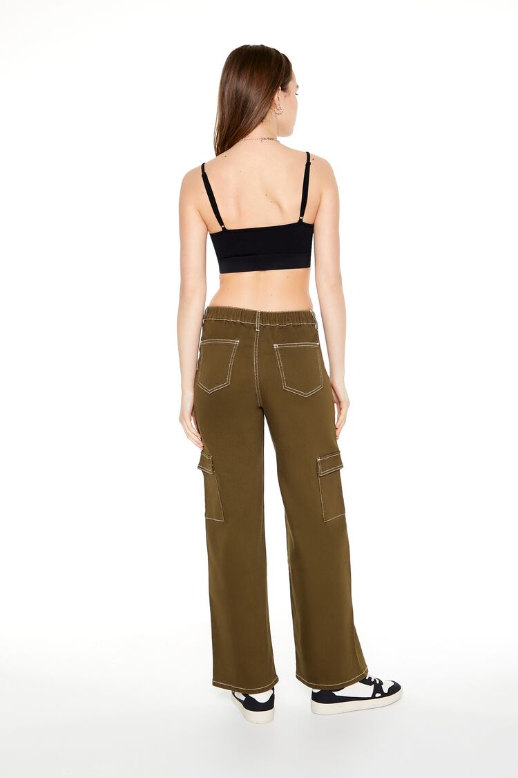 Twill Contrast-Trim Cargo Pants | Forever 21 Womens