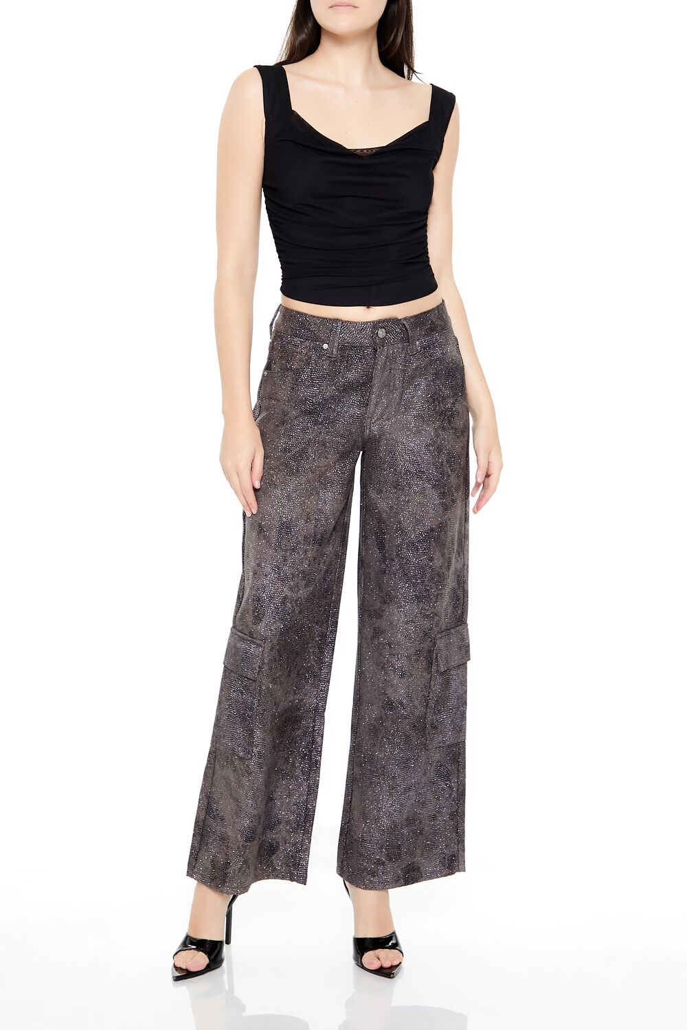 Rhinestone Mid-Rise Cargo Pants | Forever 21 Womens