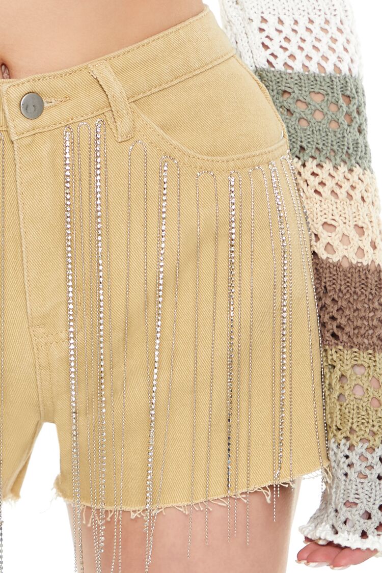 Rhinestone Fringe Denim Shorts | Forever 21 Womens