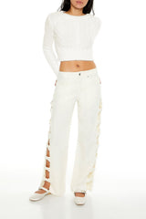 Bow Velvet Cutout Pants | Forever 21 Womens