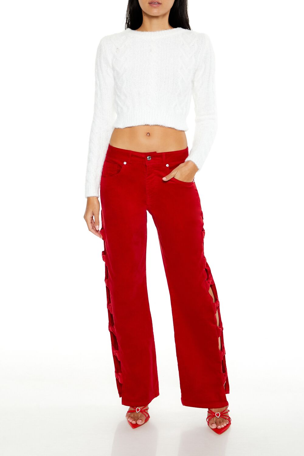 Bow Velvet Cutout Pants | Forever 21 Womens