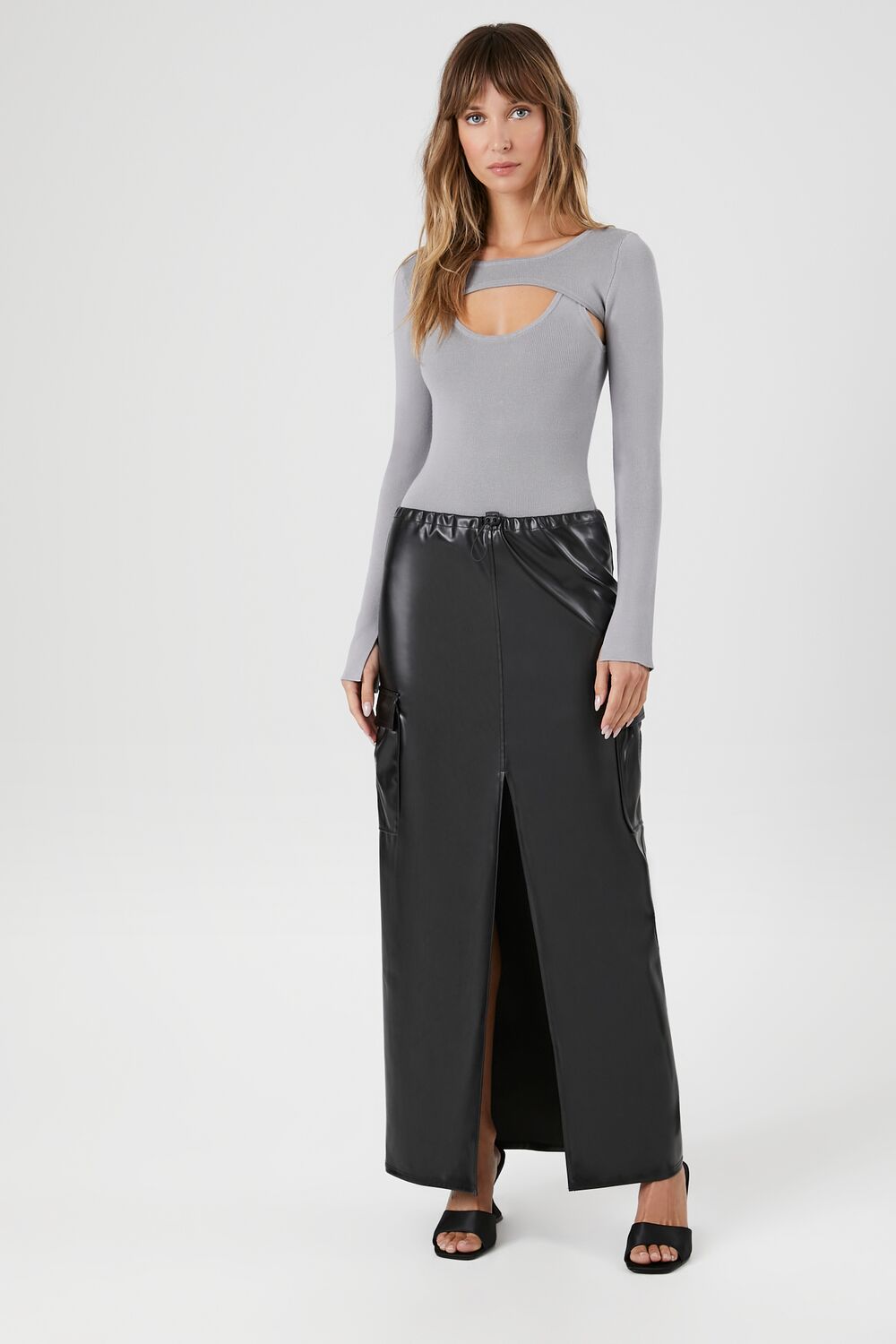 Faux Leather Toggle Drawstring Midi Skirt | Forever 21 Womens