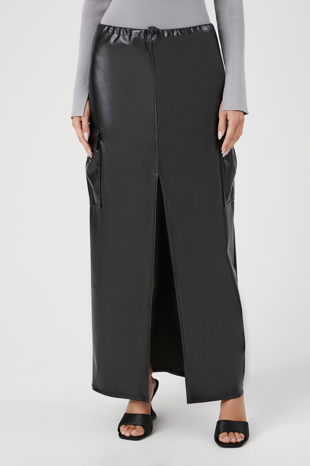 Faux Leather Toggle Drawstring Midi Skirt | Forever 21 Womens
