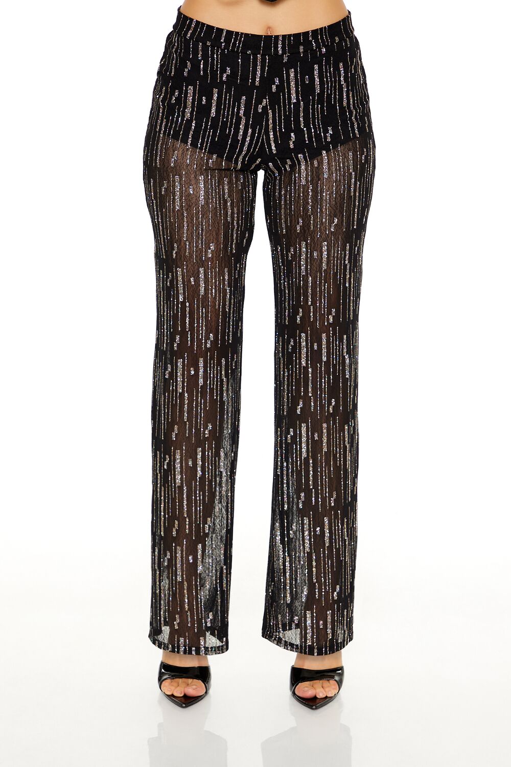 Glitter High-Rise Straight Pants | Forever 21 Womens