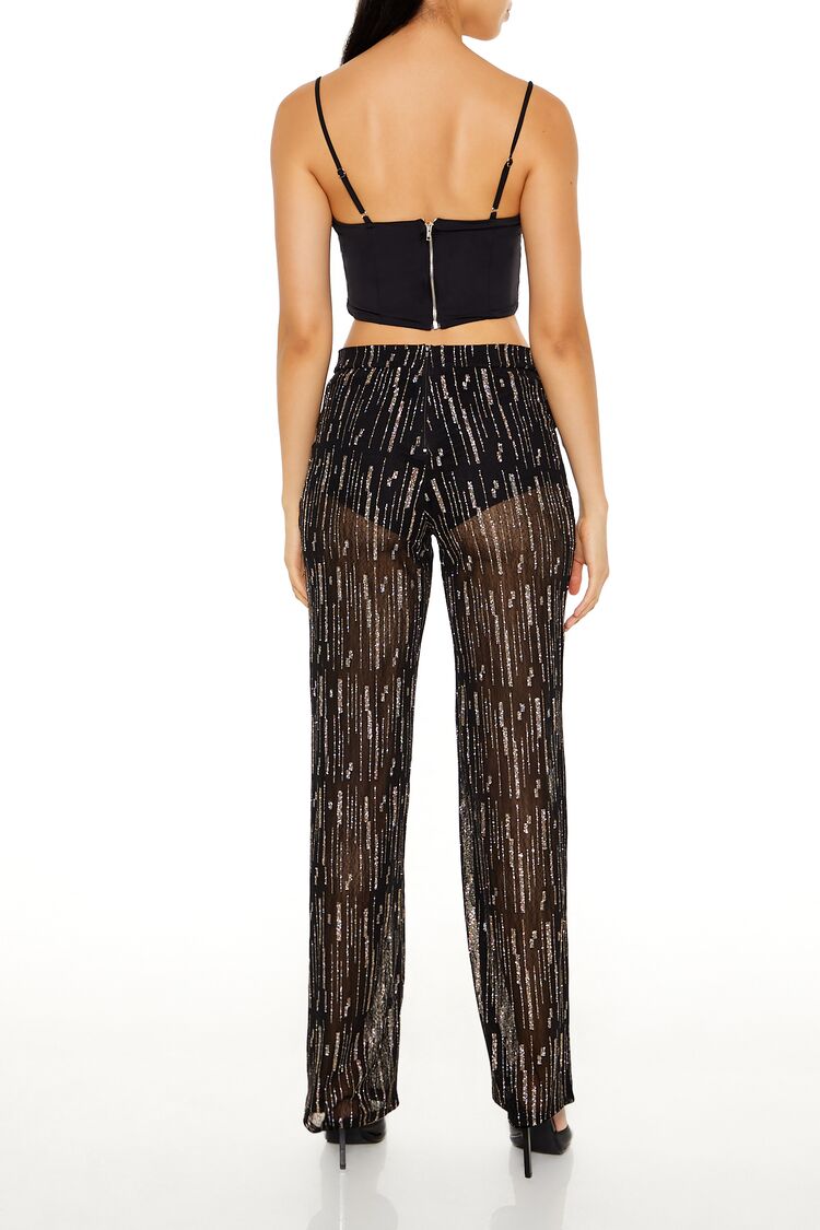 Glitter High-Rise Straight Pants | Forever 21 Womens