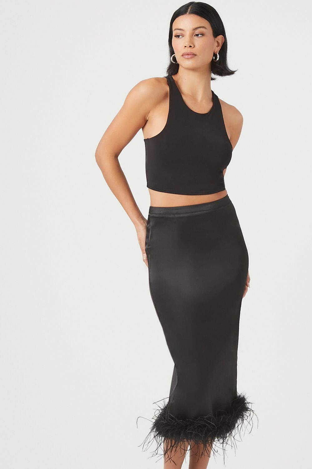 Feather-Trim Maxi Skirt | Forever 21 Womens