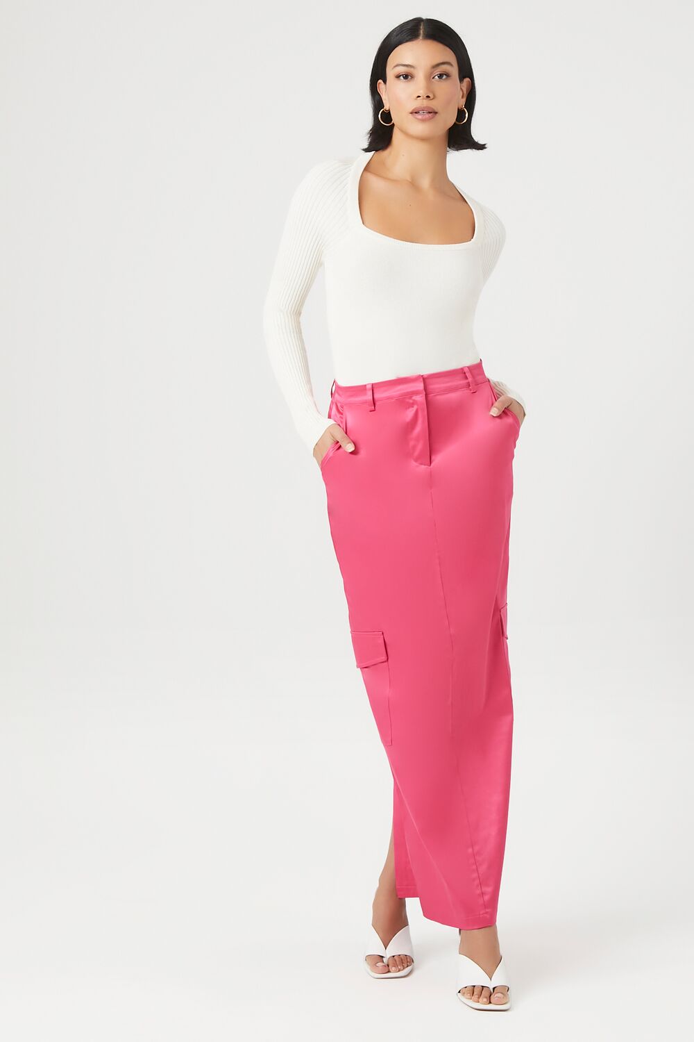 Satin Cargo Maxi Skirt | Forever 21 Womens