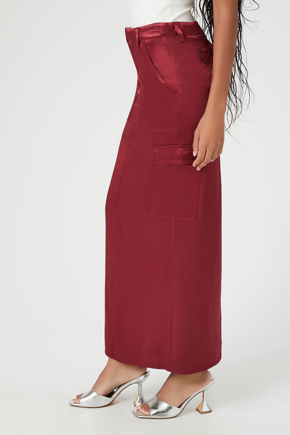 Satin Slit Midi Skirt | Forever 21 Womens