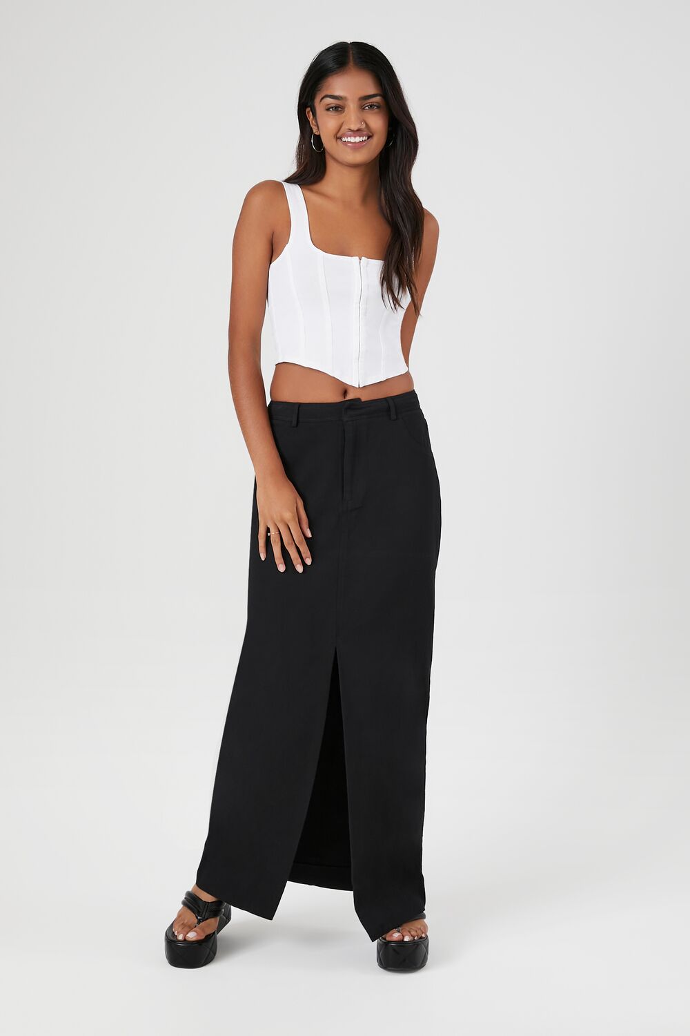 Twill Split-Hem Maxi Skirt | Forever 21 Womens