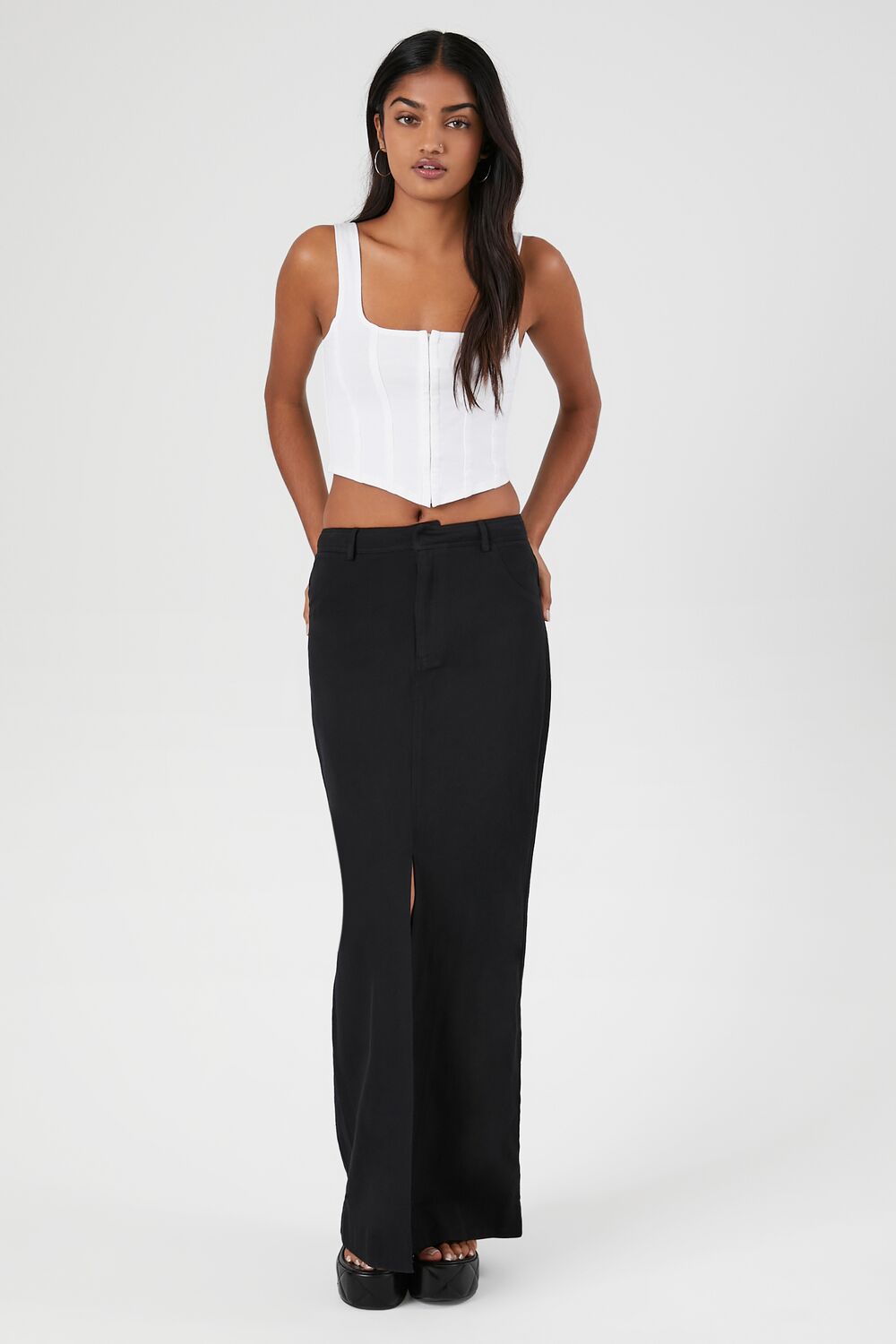 Twill Split-Hem Maxi Skirt | Forever 21 Womens