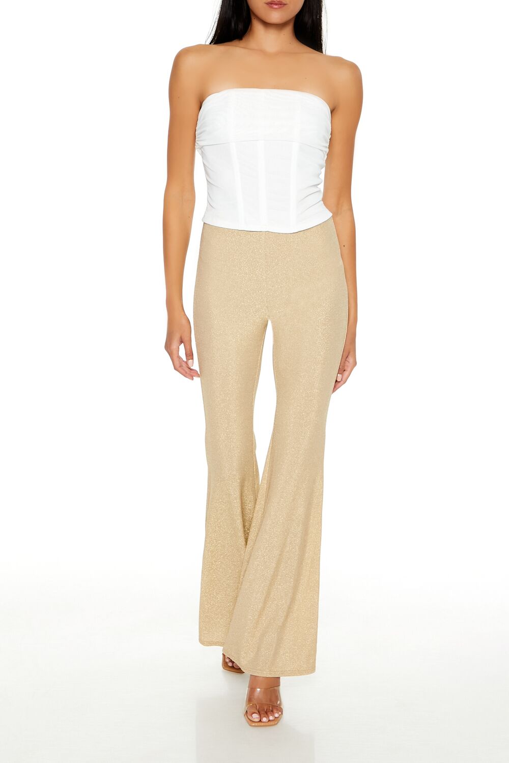 Glitter High-Rise Flare Pants | Forever 21 Womens