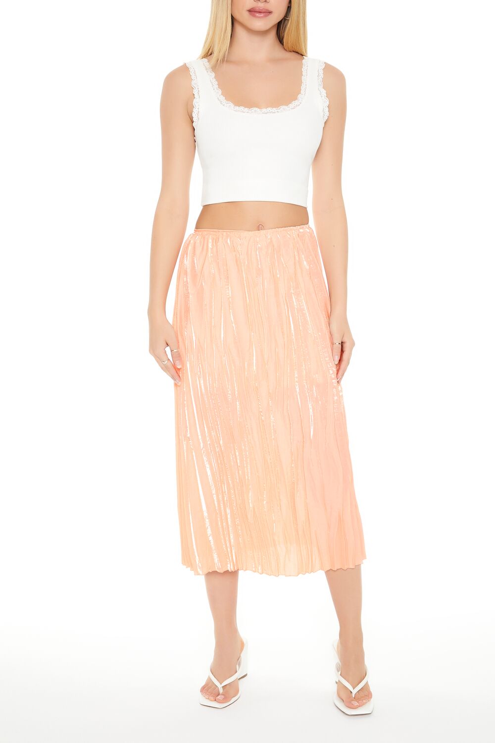 Crinkled High-Rise Midi Skirt | Forever 21 Womens