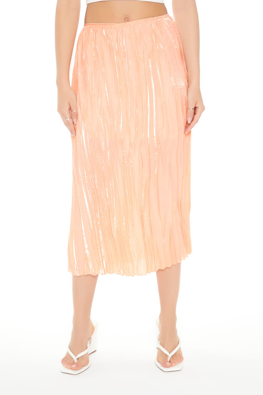 Crinkled High-Rise Midi Skirt | Forever 21 Womens