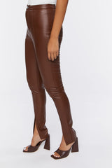 Faux Leather Split-Hem Pants | Forever 21 Womens