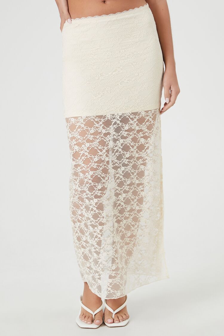 Lace Column Maxi Slit Skirt | Forever 21 Womens
