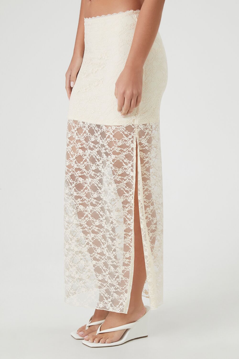 Lace Column Maxi Slit Skirt | Forever 21 Womens