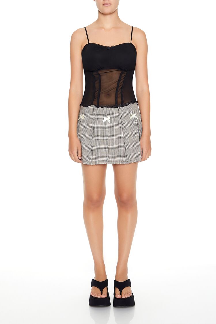 Pleated Glen Plaid Bow Mini Skirt | Forever 21 Womens