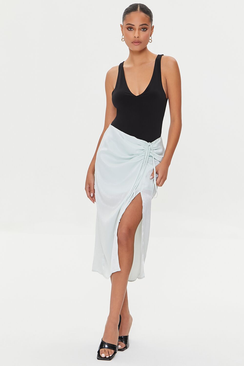 Satin Ruched Drawstring Skirt | Forever 21 Womens