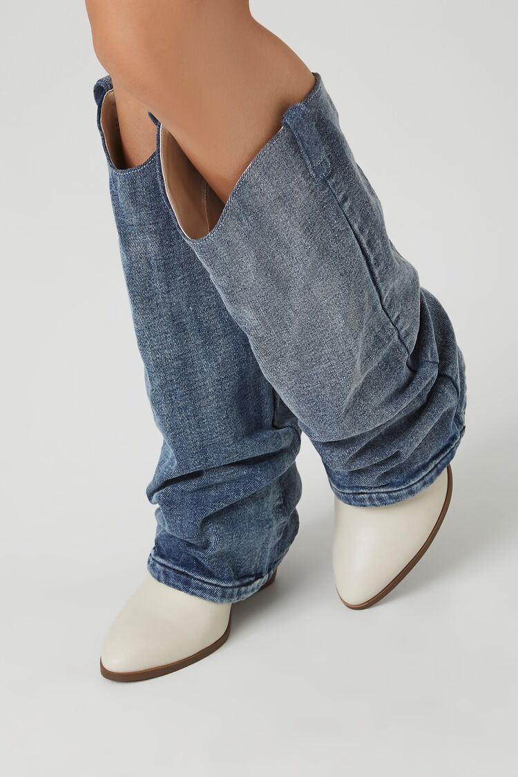 Denim & Faux Leather Boots | Forever 21 Womens