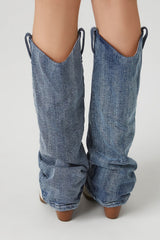 Denim & Faux Leather Boots | Forever 21 Womens