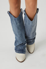 Denim & Faux Leather Boots | Forever 21 Womens