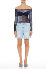 Denim Print Off-the-Shoulder Top | Forever 21 Womens