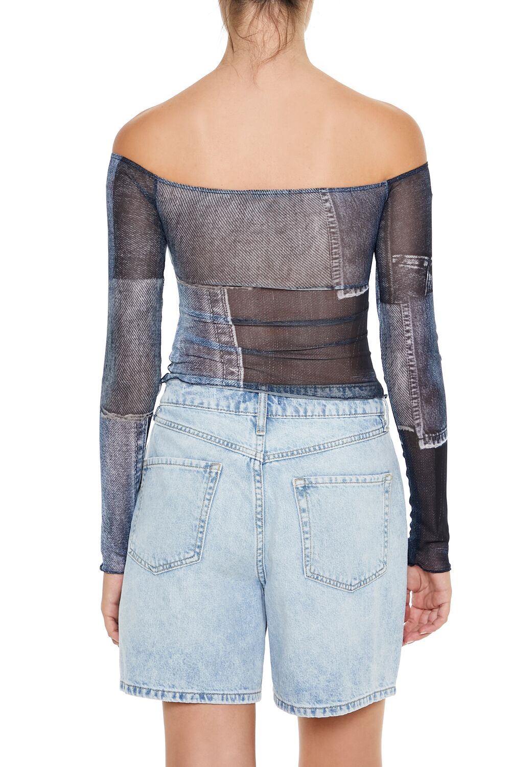 Denim Print Off-the-Shoulder Top | Forever 21 Womens