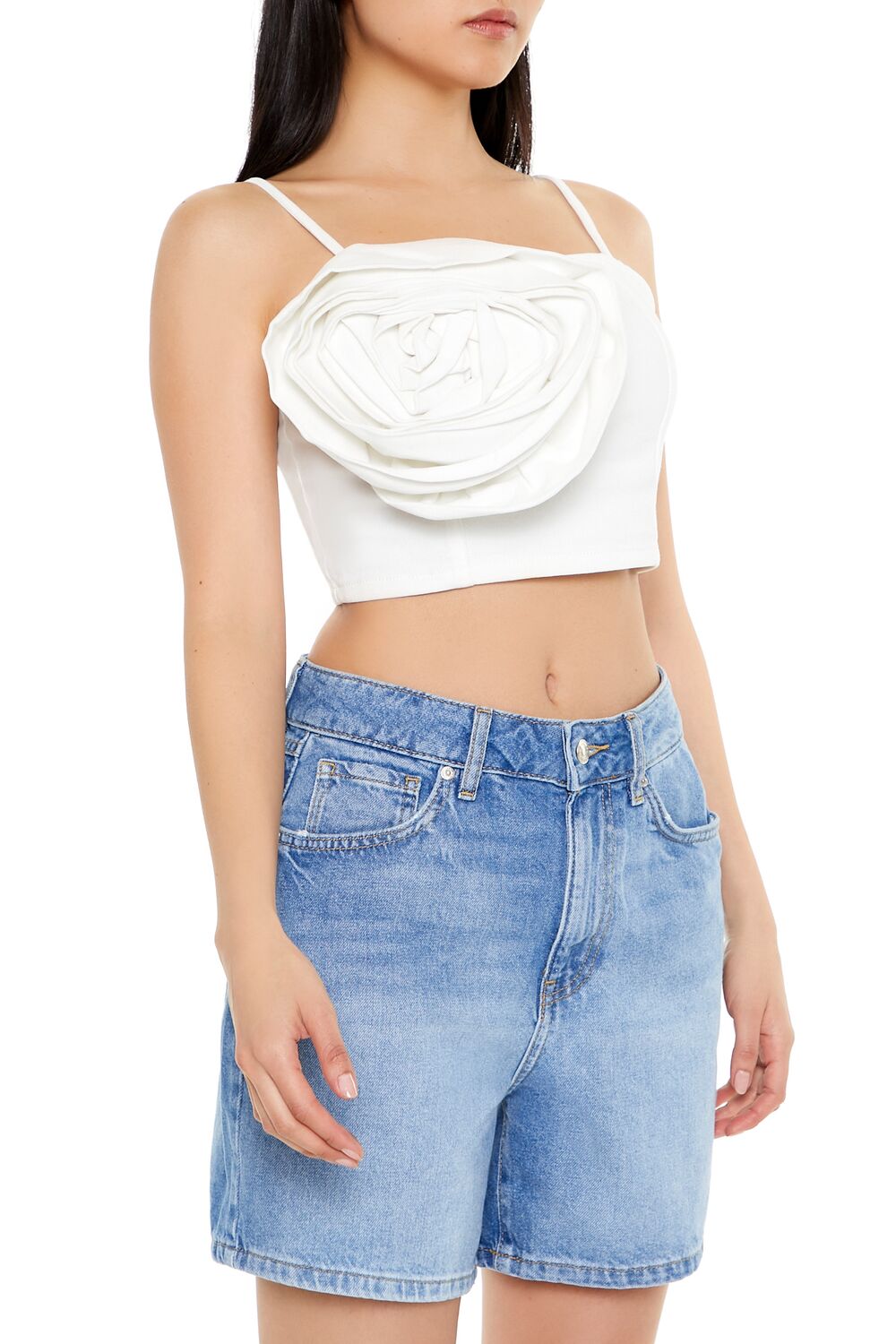 Denim Rose Cropped Cami | Forever 21 Womens
