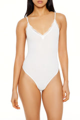 Seamless Lace-Trim Thong Bodysuit | Forever 21 Womens