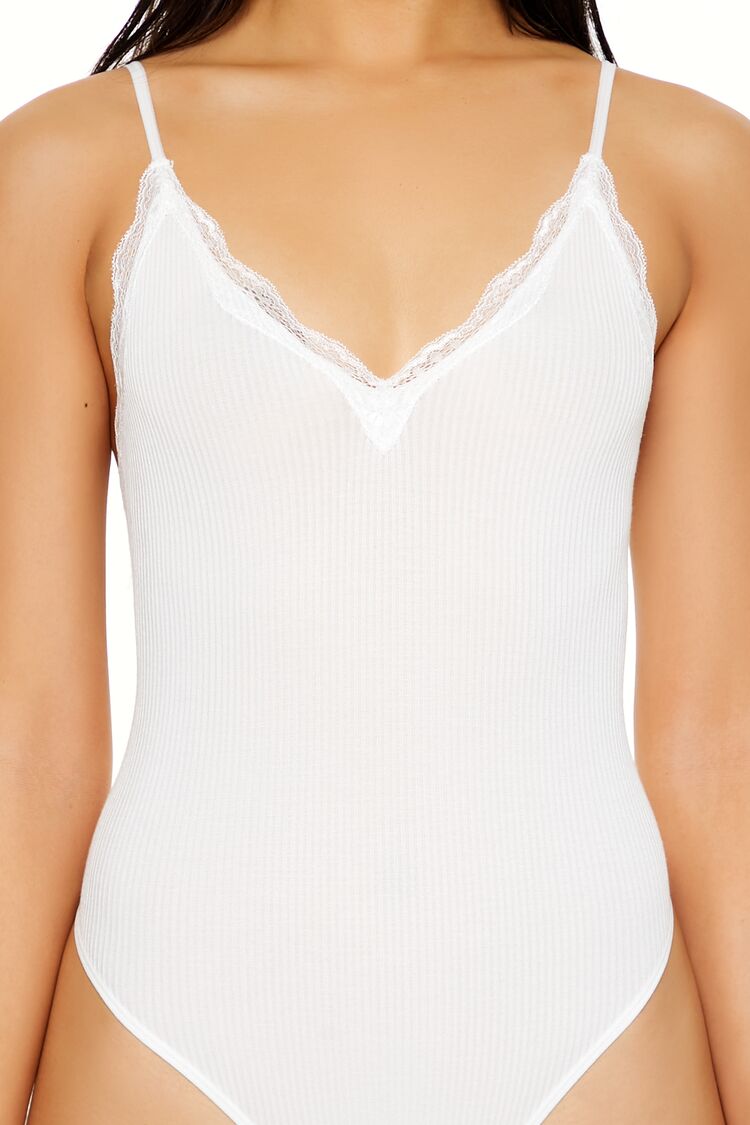 Seamless Lace-Trim Thong Bodysuit | Forever 21 Womens