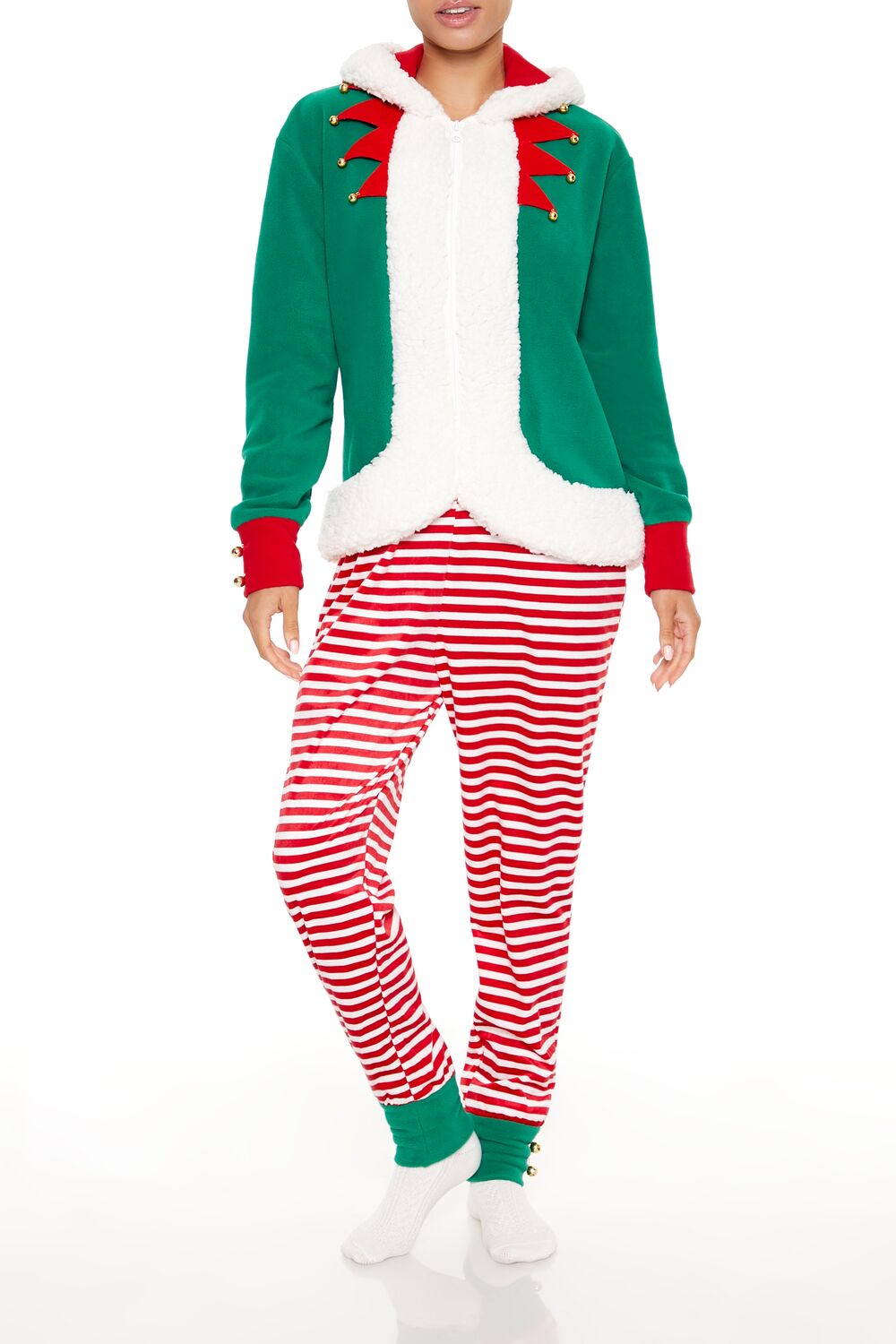 Hooded Elf Pajama Jumpsuit | Forever 21 Womens