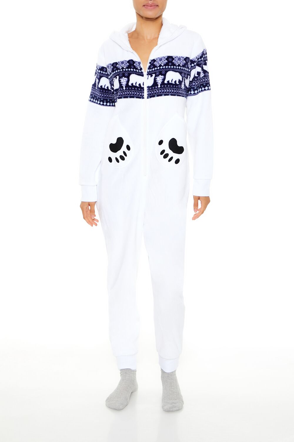 Hooded Polar Bear Jumpsuit | Forever 21 Womens