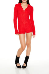 Hooded Cable Knit Zip-Up Romper | Forever 21 Womens